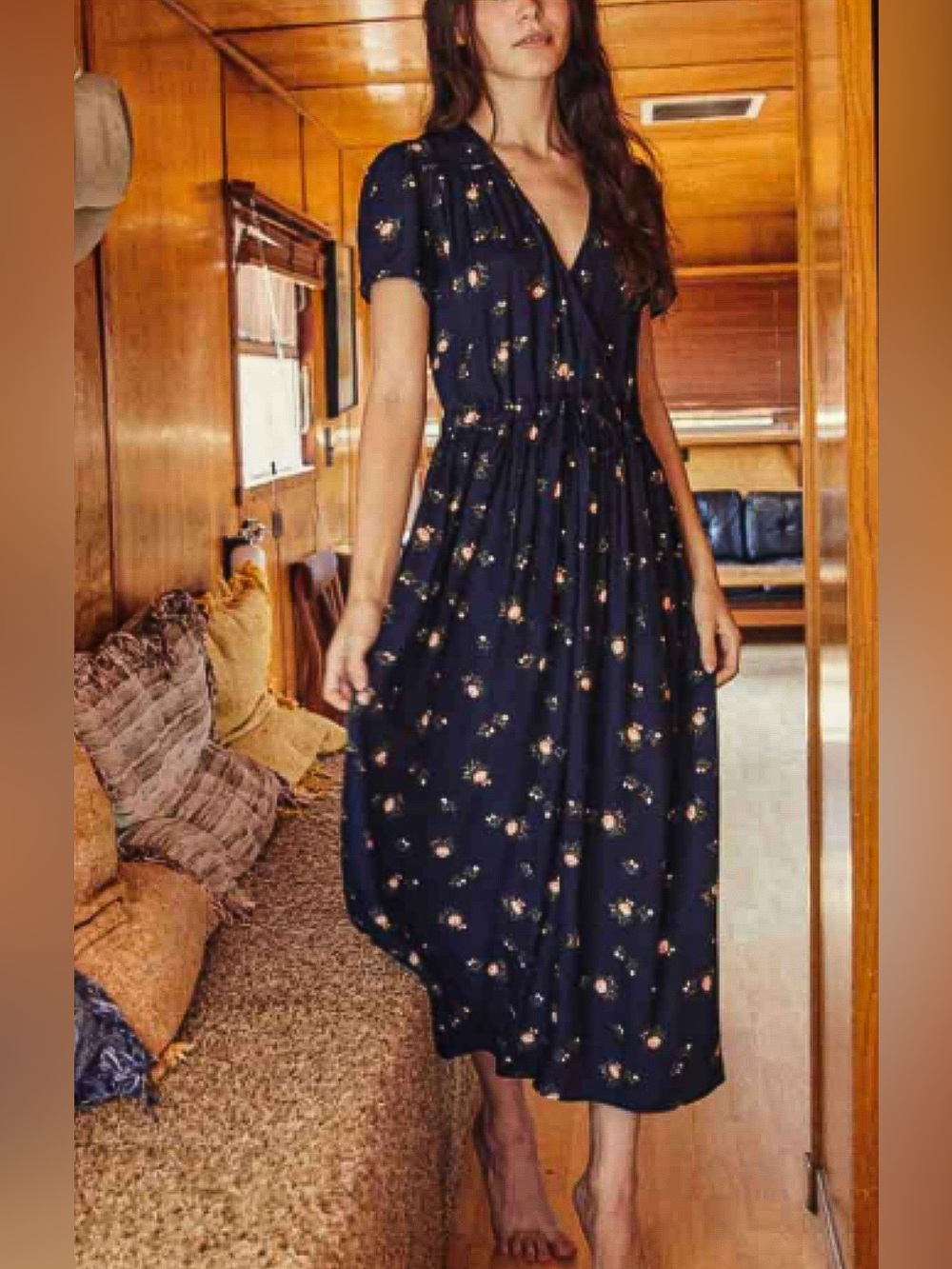 Christy Dawn The Dawn Dress Blue Floral Faux Wrap Feminine Cottagecore XS